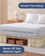CGK Wrap Around Dust Ruffle Bed Skirt - Queen Size, 15" Inch, Yellow - Image 2