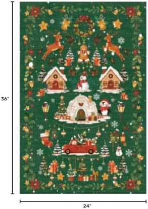 Christmas 2x3 Entryway Area Rug - Non Slip Washable Winter Green Doormat Indoor Soft Low Pile Decorative Floor Mat for Kitchen Bathroom Living Room Bedroom Holiday Home Decor Gift（2x3，Green ） - Image 2