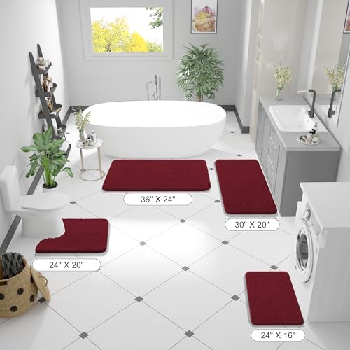 OLANLY Bathroom Runner Rugs 47x24, Extra Soft Absorbent Chenille Bath Rugs - Image 2