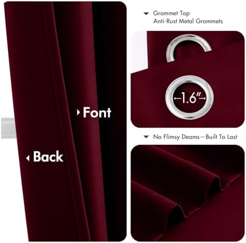 MIULEE Christmas Blackout Curtains for Bedroom 2 Panels 40"x63" Burgundy - Image 4