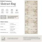 2.6x8 Washable Runner Rug：Modern Abstract Soft Carpet Beige Brown - Image 2