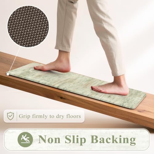 KIMODE Kitchen Mats for Floor, Light Green Aabstract Kitchen Rugs Sets of 2 - Image 4
