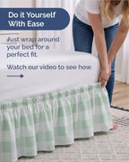 CGK Wrap Around Dust Ruffle Bed Skirt - Full Size, 15" Inch, Sage - Image 3