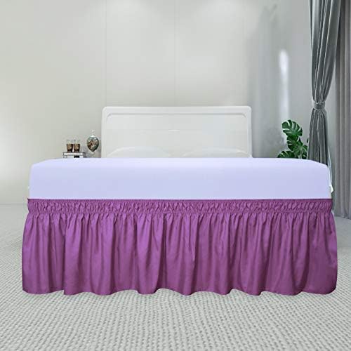 PureFit Wrap Around Ruffled Bed Skirt, Purple, Twin/Full - 18" Drop - Image 2