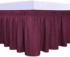 PureFit Wrap Around Ruffled Bed Skirt, Wine, Twin/Full - 14" Drop by PureFit