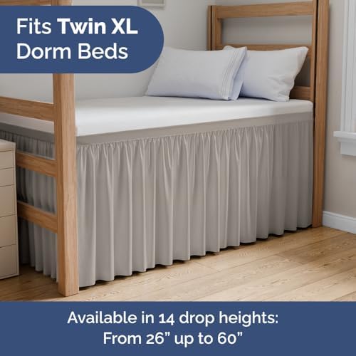 CGK Linens Dorm Room Bed Skirt Full XL - Dorm Essentials - 36" Light Grey - Image 2