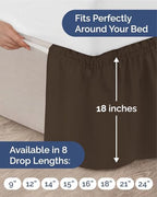 CGK Wrap Around Dust Ruffle Bed Skirt - Full Size, 18" Inch, Brown - Image 4