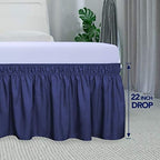 PureFit Wrap Around Ruffled Bed Skirt, Navy, Queen/King - 22" Drop - Image 5