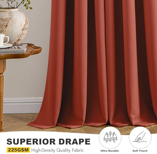 MIULEE Fall Blackout Curtains for Bedroom 2 Panel 40"x54" Long Burnt Orange - Image 5