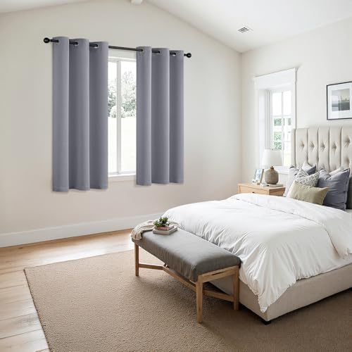 MIULEE Blackout Curtains for Bedroom 2 Panels 40 x 63 Inch Long Silver Grey - Image 6