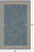 5x8 Rug for Living Room, Boho Eclectic Area Rugs Blue Modern Low-Pile Carpet for Bedroom, Dining Table, Nursery, Washable Non-Slip with Rubber Back - Image 2