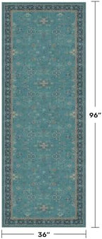 Washable 3x8 Throw Rug for Hallway - Teal Green Rugs for Entryway Indoor, Bedroom Bedside, Mudroom, Boho Eclectic Modern Décor, Non Slip Low Pile Fade Resistant - Image 2