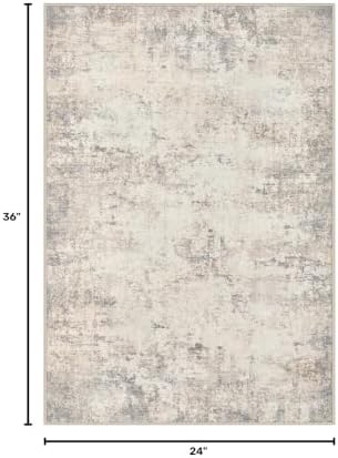 2x3 Washable Entryway Rug: Modern Abstract Soft Carpet Brown Beige - Image 2