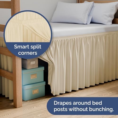 CGK Linens Dorm Room Bed Skirt Twin XL - Dorm Essentials - 32" Off White - Image 4