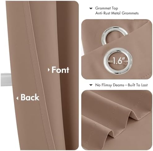 MIULEE Blackout Curtains for Bedroom 2 Panels 40 x 72 Inch Long Cappuccino - Image 4