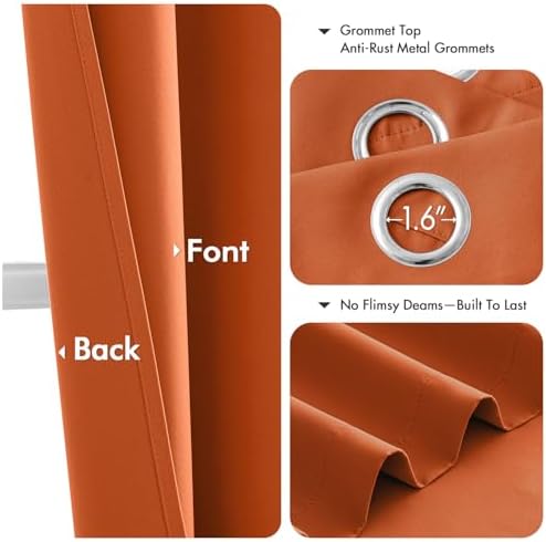 MIULEE Fall Blackout Curtains for Bedroom 2 Panels 40 x 90 Inch Long Orange - Image 4