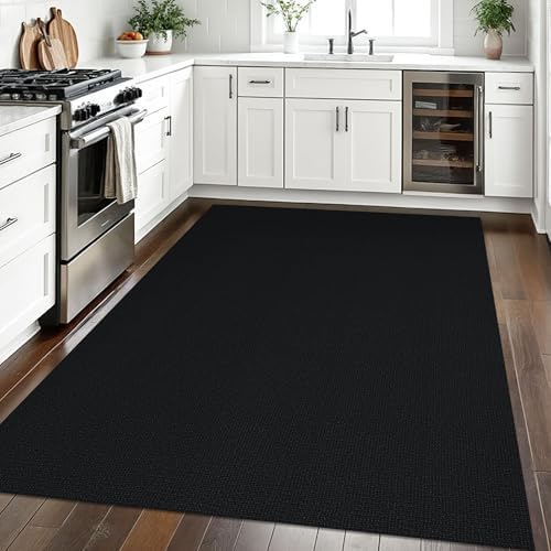 EARTHALL Washable Area Rug, Non Slip Living Room Rug, 5x7 Ft, Black Heather - Image 5