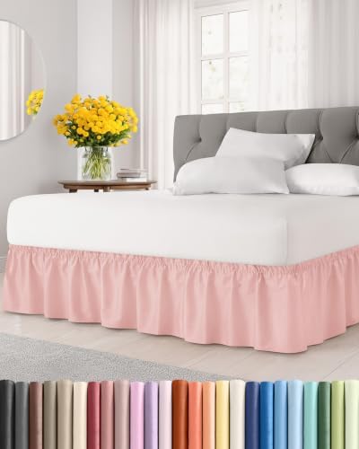 CGK Wrap Around Dust Ruffle Bed Skirt - King Size, 9" Inch, Baby Pink by CGKUnlimited