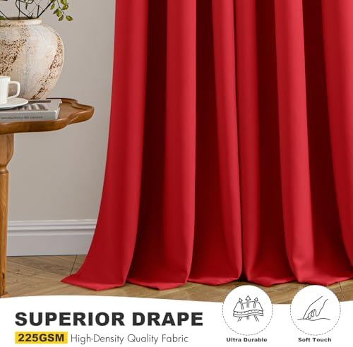 MIULEE Blackout Curtains for Bedroom 2 Panels 40x54 Inch Long Christmas Red - Image 5