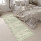 2.6x8 Washable Runner Rug：Modern Abstract Soft Carpet Green Cream - Image 5