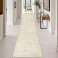 2.6x14 Washable Runner Rug:Modern Abstract Indoor Soft Carpet Beige by FXRHLP