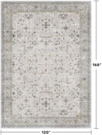 Large Light Gray & Sage 10x14 Living Room Rug - Vintage Floral Area Rug for Dining Room, Washable Low Pile Bedroom Carpet, Modern Eclectic Geometric Decor & Stain Resistance - Image 2