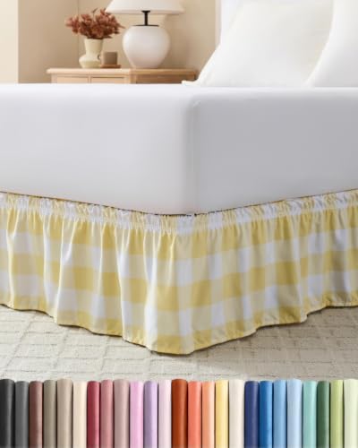 CGK Wrap Around Dust Ruffle Bed Skirt - Full Size, 12" Inch, Yellow by CGKUnlimited