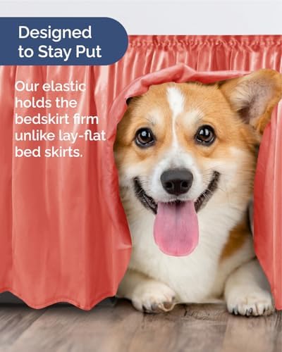 CGK Wrap Around Dust Ruffle Bed Skirt - King Size, 12" Inch, Coral - Image 6