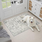 2x3 Washable Entryway Rug: Modern Abstract Indoor Soft Carpet Gray - Image 3