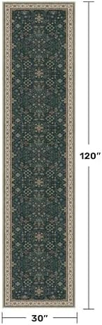 Dark Green Washable 2'6"x10' Long Runner Rugs for Hallway, Non Skid 10ft Indoor Rugs for Entryway, Stain Resistant Low Pile Carpet Boho Indoor Décor - Image 2
