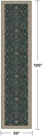 Dark Green Washable 2'6"x10' Long Runner Rugs for Hallway, Non Skid 10ft Indoor Rugs for Entryway, Stain Resistant Low Pile Carpet Boho Indoor Décor - Image 2