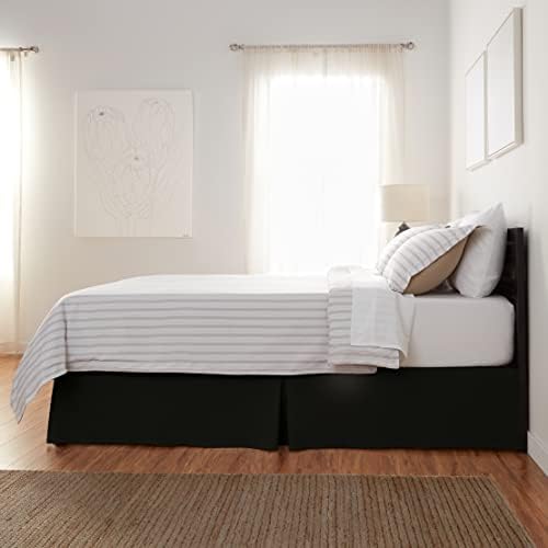 Amazon Basics Lightweight Pleated Bed Skirt, Machine Washable, Wrinkle and Fade Resistant, Queen, Black - Image 3