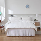 MEILA Wrap Around Elastic Bed Skirt for Queen & King Beds, 16" Drop, White - Image 4