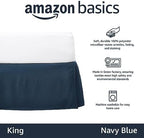 Amazon Basics Lightweight Pleated Bed Skirt, Wrinkle and Fade Resistant, Machine Washable, King, Navy Blue, 16-inch Drop - Image 2