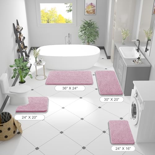 OLANLY Bathroom Runner Rugs 45x27, Extra Soft Absorbent Chenille Bath Rugs - Image 2