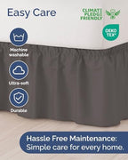 CGK Linens Wrap Around Dust Ruffle Bed Skirt - Queen, 15" Dark Grey - Image 6
