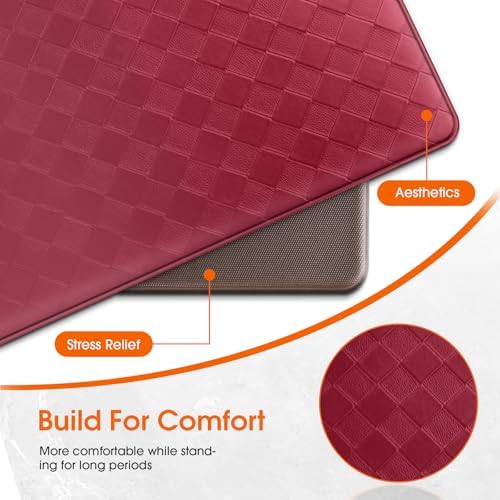 TranquilRelax Kitchen Mats, Cushioned Mats with Extra-Long Runner, Burgundy - Image 6
