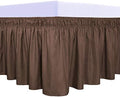 PureFit Wrap Around Ruffled Bed Skirt, Brown, Queen/King - 14" Drop by PureFit