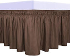 PureFit Wrap Around Ruffled Bed Skirt, Brown, Queen/King - 18" Drop by PureFit