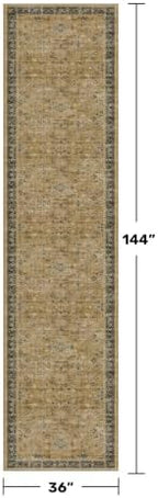 Hazo Haus Washable 3x12 Extra Long Hallway Runner Rug, Rustic Brown and Charcoal Olive Large Kitchen Floor Rug Indoor, Non-Slip Stain & Fade Resistant, Vintage Earthy Tone Décor - Image 2