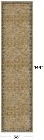 Hazo Haus Washable 3x12 Extra Long Hallway Runner Rug, Rustic Brown and Charcoal Olive Large Kitchen Floor Rug Indoor, Non-Slip Stain & Fade Resistant, Vintage Earthy Tone Décor - Image 2