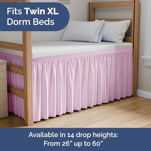 CGK Linens Dorm Room Bed Skirt Full XL - Dorm Essentials - 36" Light Pink - Image 2