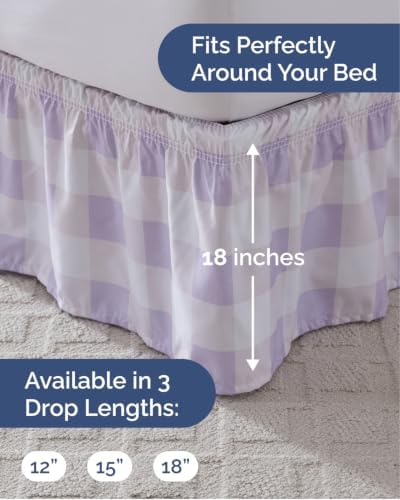 CGK Wrap Around Dust Ruffle Bed Skirt - Full Size, 18" Inch, Mauve - Image 4