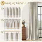 Guken Extra Long 100% Blackout Linen Curtains 108 Inches Grey Beige - Image 6