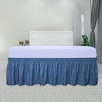 PureFit Wrap Around Ruffled Bed Skirt, Navy, Queen/King - 14" Drop - Image 2