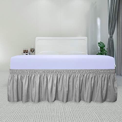 PureFit Wrap Around Ruffled Bed Skirt, Light Gray, Twin/Full - 18" Drop - Image 2