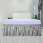 PureFit Wrap Around Ruffled Bed Skirt, Light Gray, Queen/King - 18" Drop - Image 2