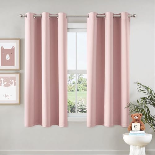 MIULEE Blackout Curtains for Bedroom 2 Panels 34 x 54 Inch Long Pink by MIULEE