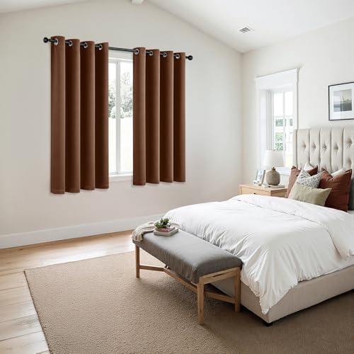 MIULEE Blackout Curtains for Bedroom 2 Panels 50 x 63 Inch Cappuccino Brown - Image 6