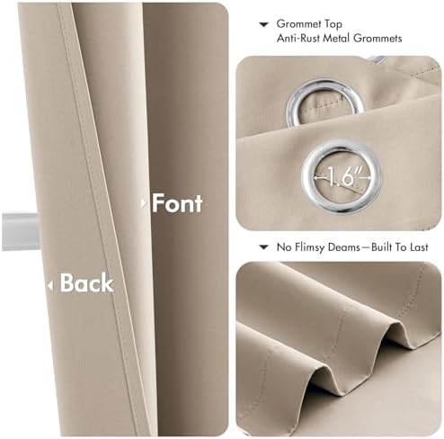 MIULEE Blackout Curtains for Bedroom 2 Panels 40 x 45 Inch Long Taupe - Image 4